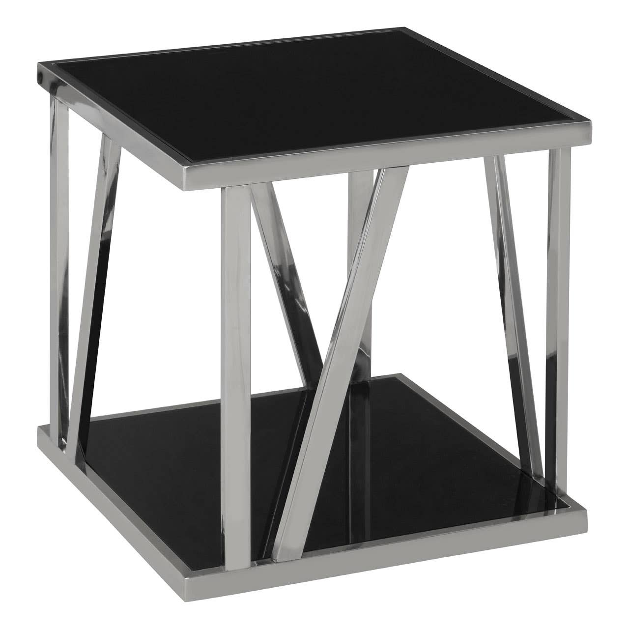 Sleek Steel Glass Side Table