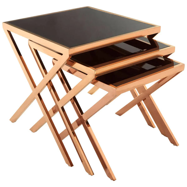 Rose Gold Glass Nesting Tables