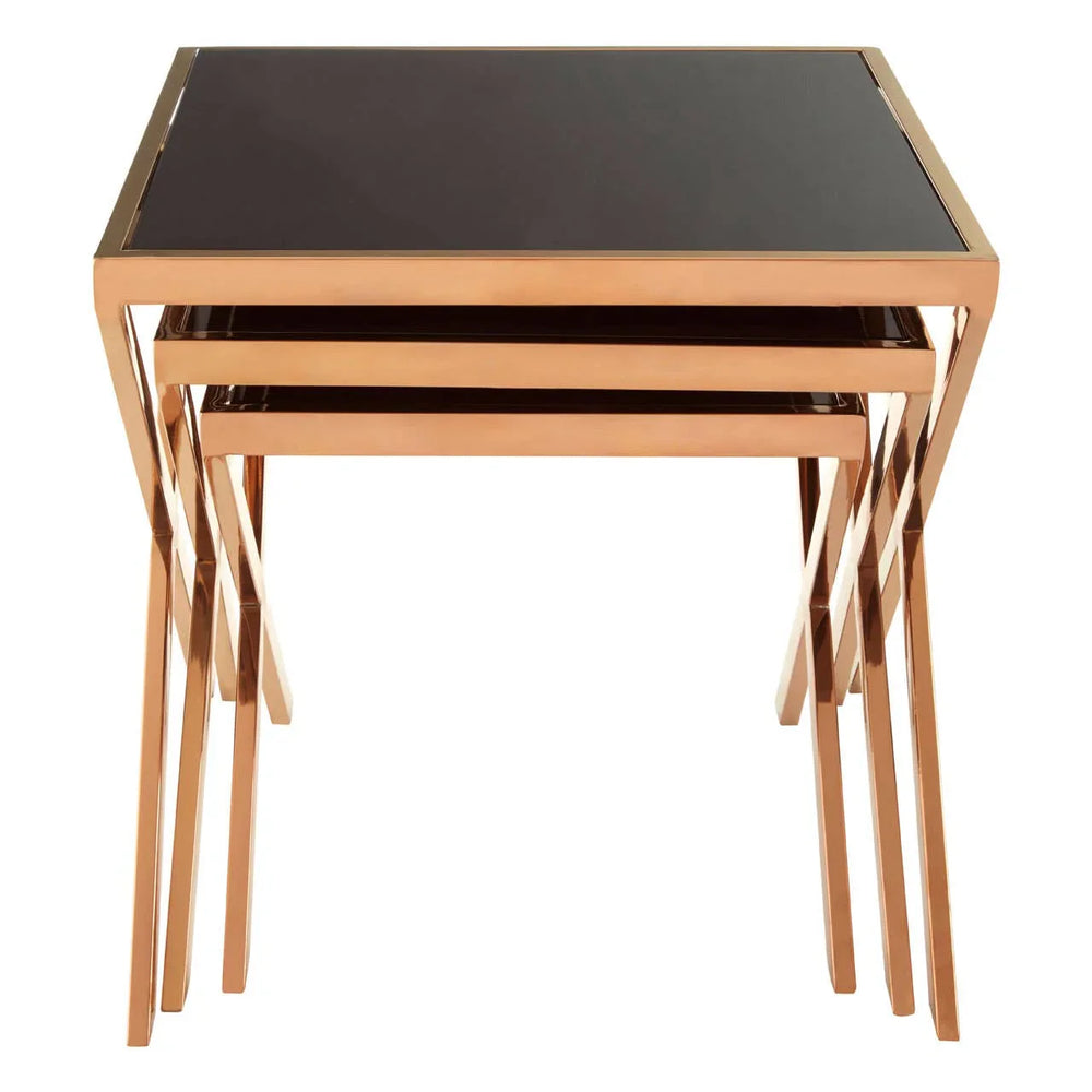 Rose Gold Glass Nesting Tables