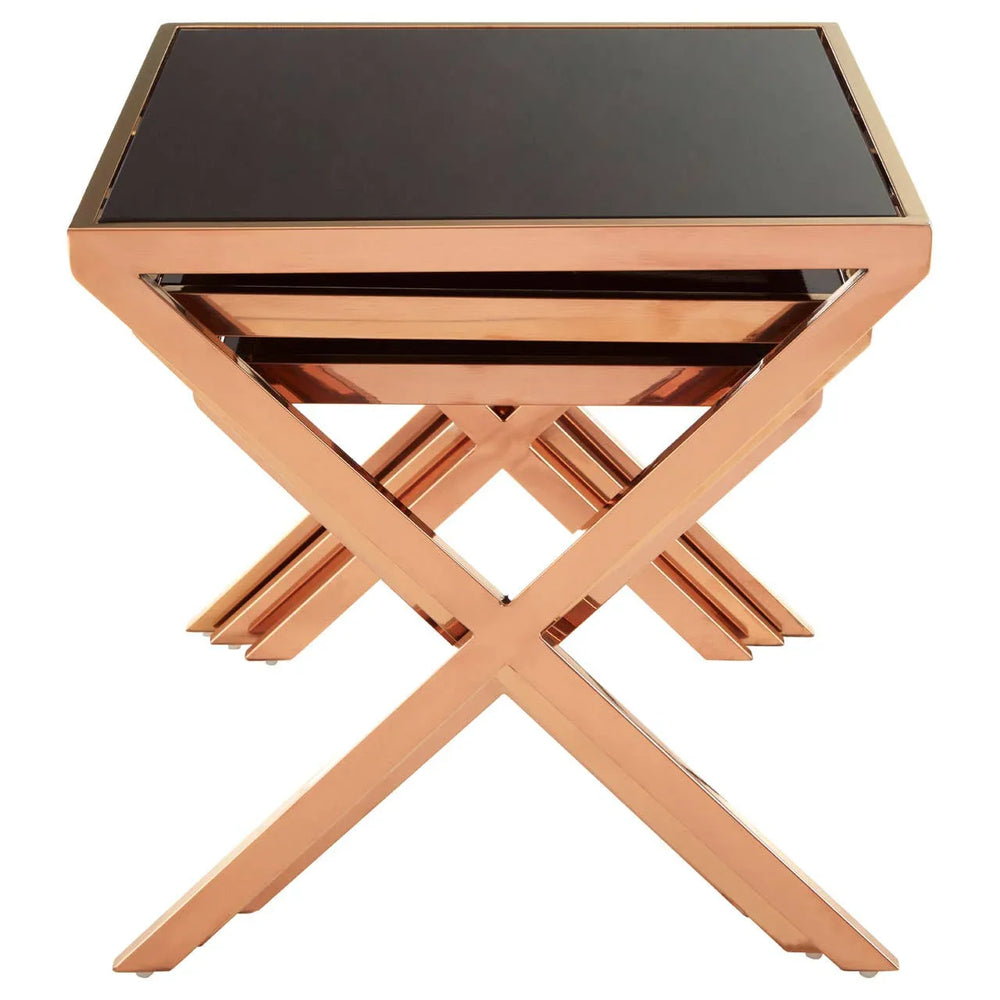 Rose Gold Glass Nesting Tables