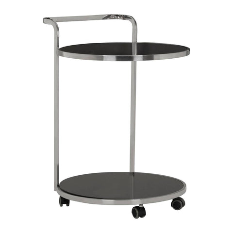 Sleek Silver Glass Drinks Trolley