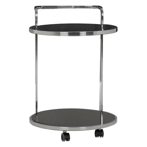 Sleek Silver Glass Drinks Trolley