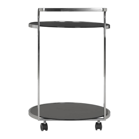 Sleek Silver Glass Drinks Trolley