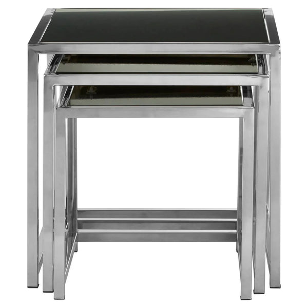 Chrome Black Glass Nesting Tables