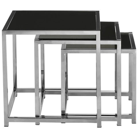 Chrome Black Glass Nesting Tables