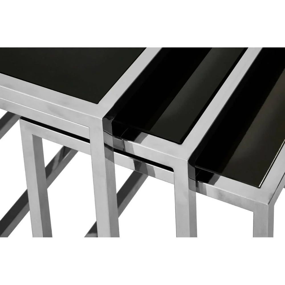 Chrome Black Glass Nesting Tables