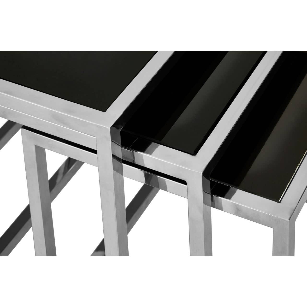 Chrome Black Glass Nesting Tables