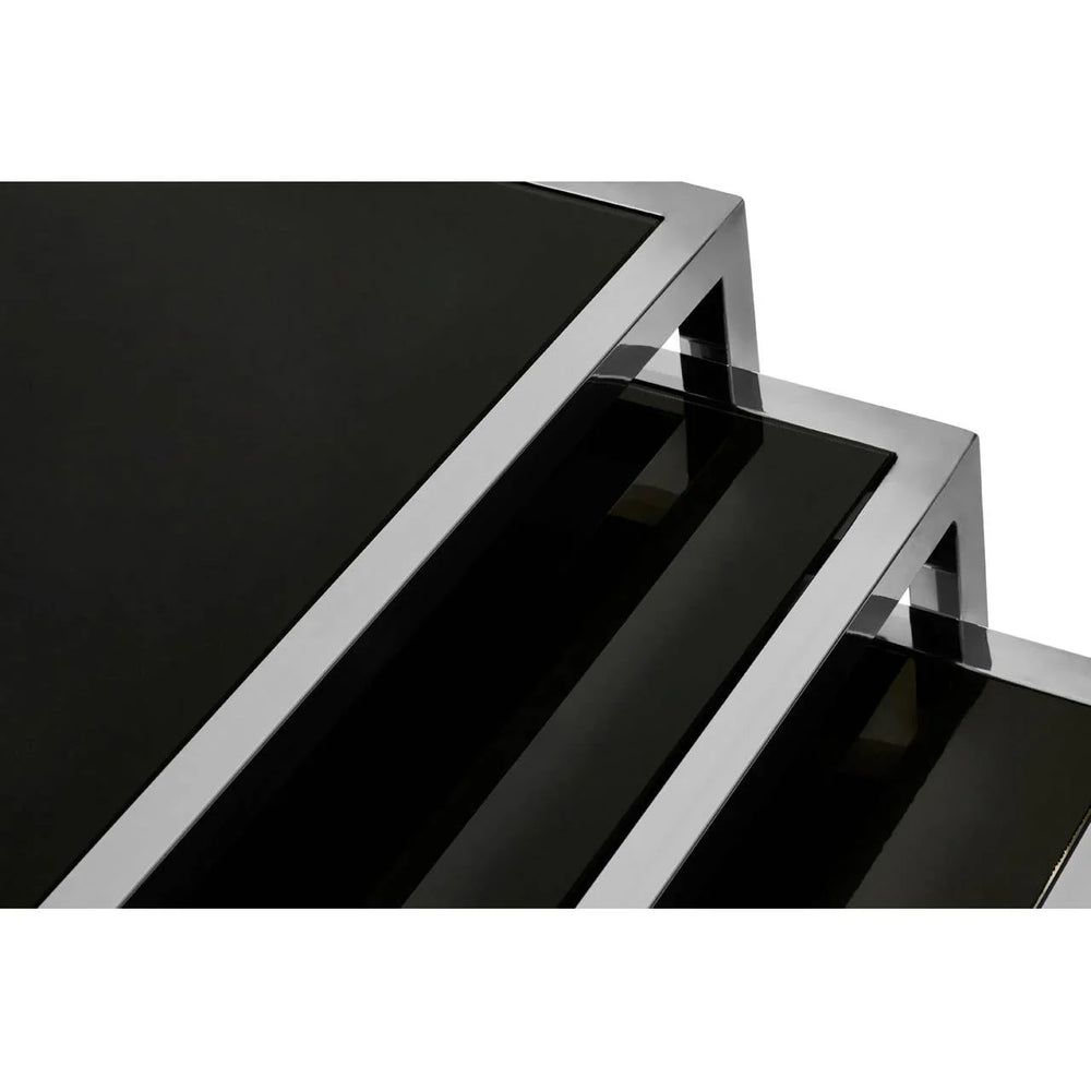 Chrome Black Glass Nesting Tables