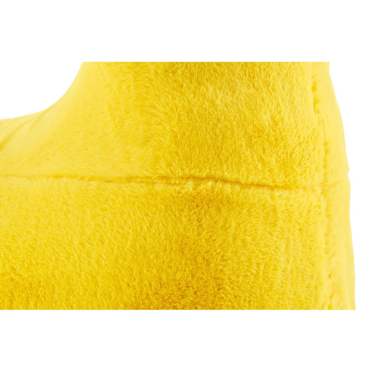 Bright yellow giraffe-shaped stool designed for kids, featuring a soft, plush texture and rounded edges for safety. The stool has a simple, whimsical design that adds a playful touch to children's furniture