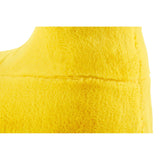 Bright yellow giraffe-shaped stool designed for kids, featuring a soft, plush texture and rounded edges for safety. The stool has a simple, whimsical design that adds a playful touch to children's furniture