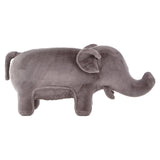 Soft grey elephant-shaped stool designed for kids, featuring a rounded body, large ears, and a playful trunk. The stool has a plush texture and sturdy legs, making it suitable for children's rooms or play areas