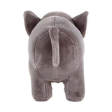 Soft grey elephant-shaped stool with rounded body, large ears, and a small tail, designed for children's rooms. The texture appears plush and inviting, suitable for seating or as a decorative piece