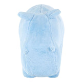 A soft, plush blue hippo stool designed for kids, featuring rounded edges and small ears, with a smooth texture and a friendly expression. The stool has a sturdy base and is suitable for use in a child's room or play area