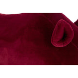 Maroon velvet stool designed to resemble a rhino, featuring rounded ears and a smooth surface, ideal for children's rooms or play areas