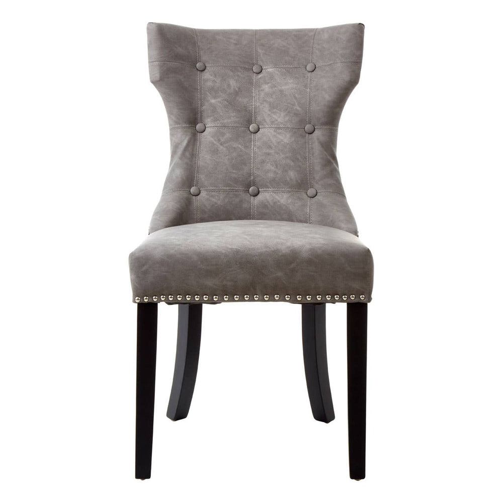 Elegant Grey Buttoned Dining Chair