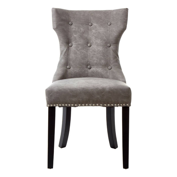 Elegant Grey Buttoned Dining Chair