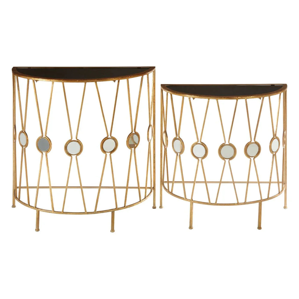 Golden Hoop Glass Console Tables