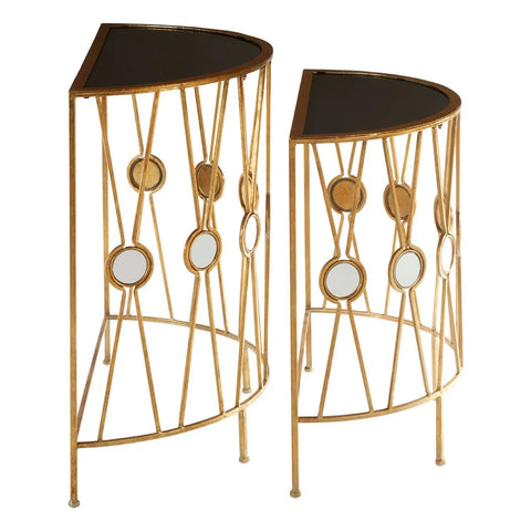 Golden Hoop Glass Console Tables