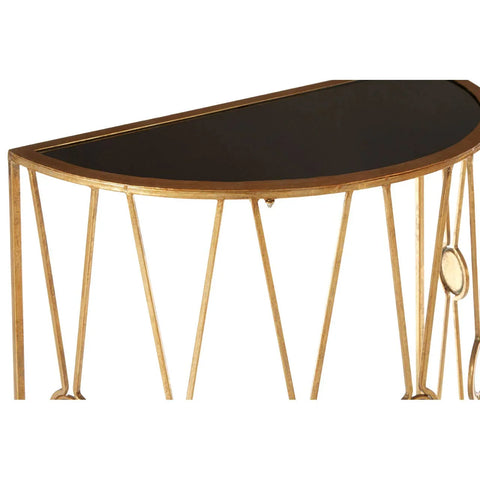 Golden Hoop Glass Console Tables