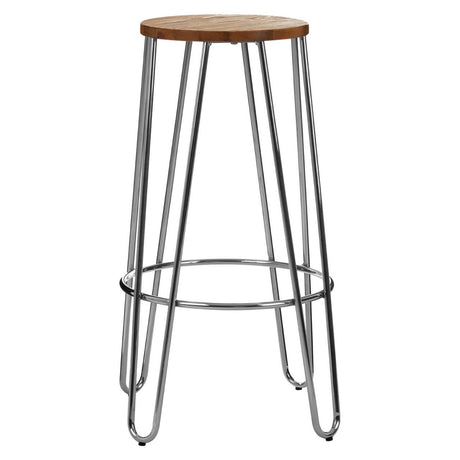Modern Wood & Chrome Stool
