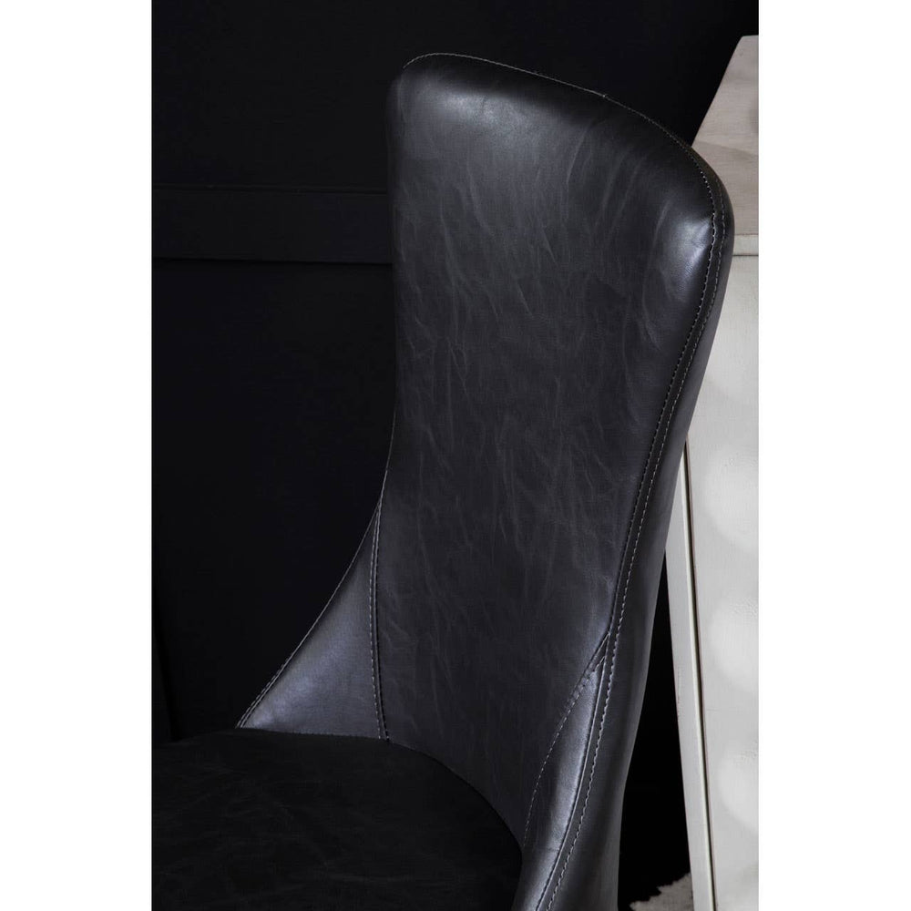 Luxe Black Leather Dining Chair