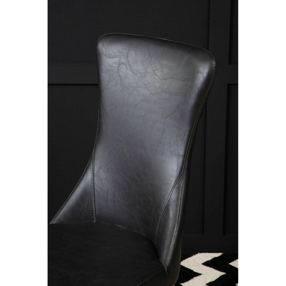 Luxe Black Leather Dining Chair