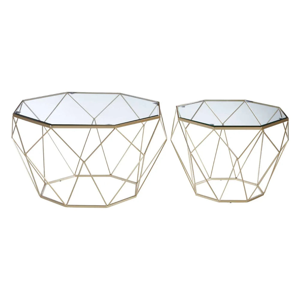 Champagne Geometric Glass Coffee Tables