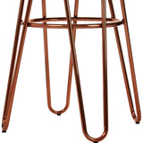 Faux fur stool with a plush seat in a soft texture, supported by a sleek rose gold finish metal frame featuring slender, modern legs and a circular footrest