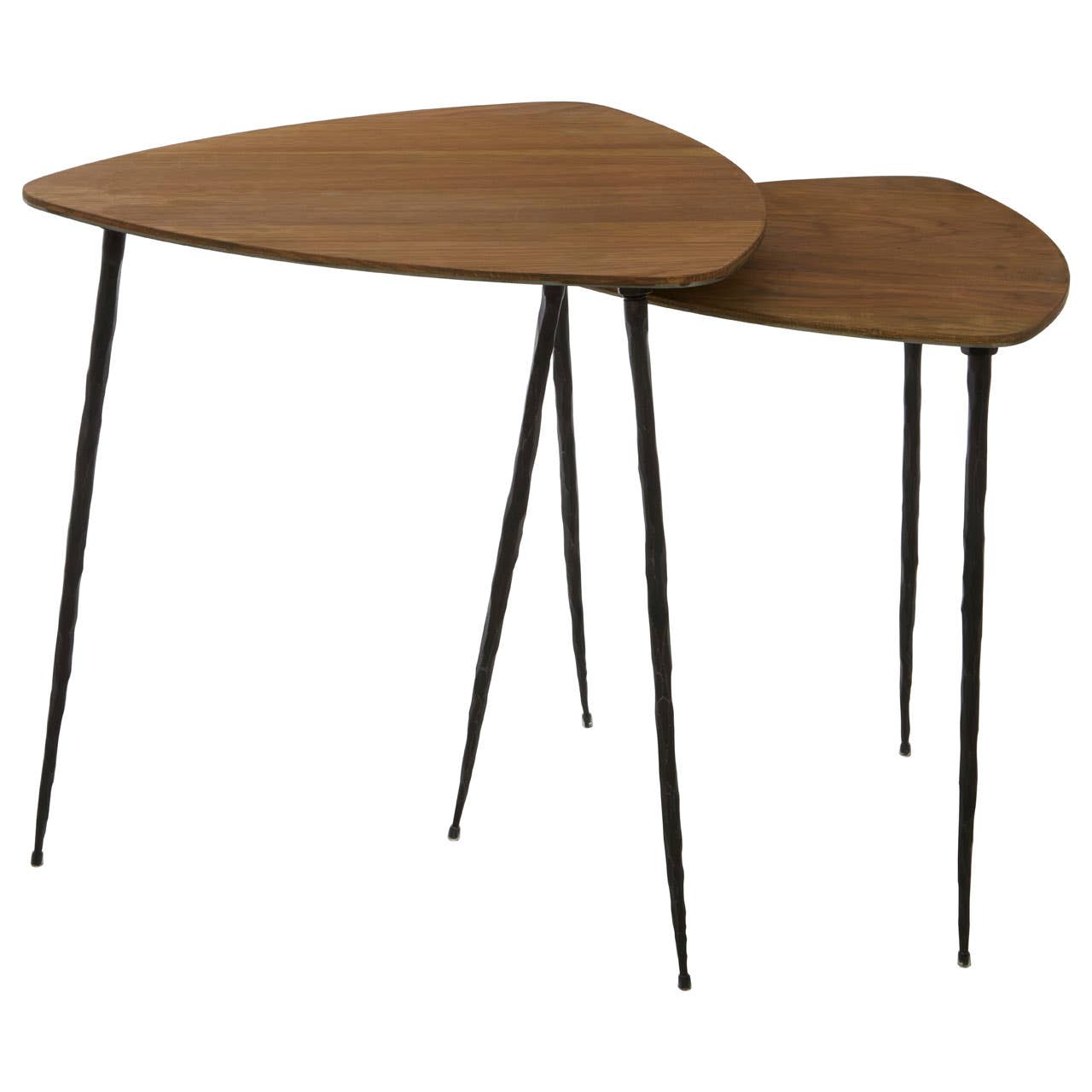Triangular Oak Nesting Side Tables