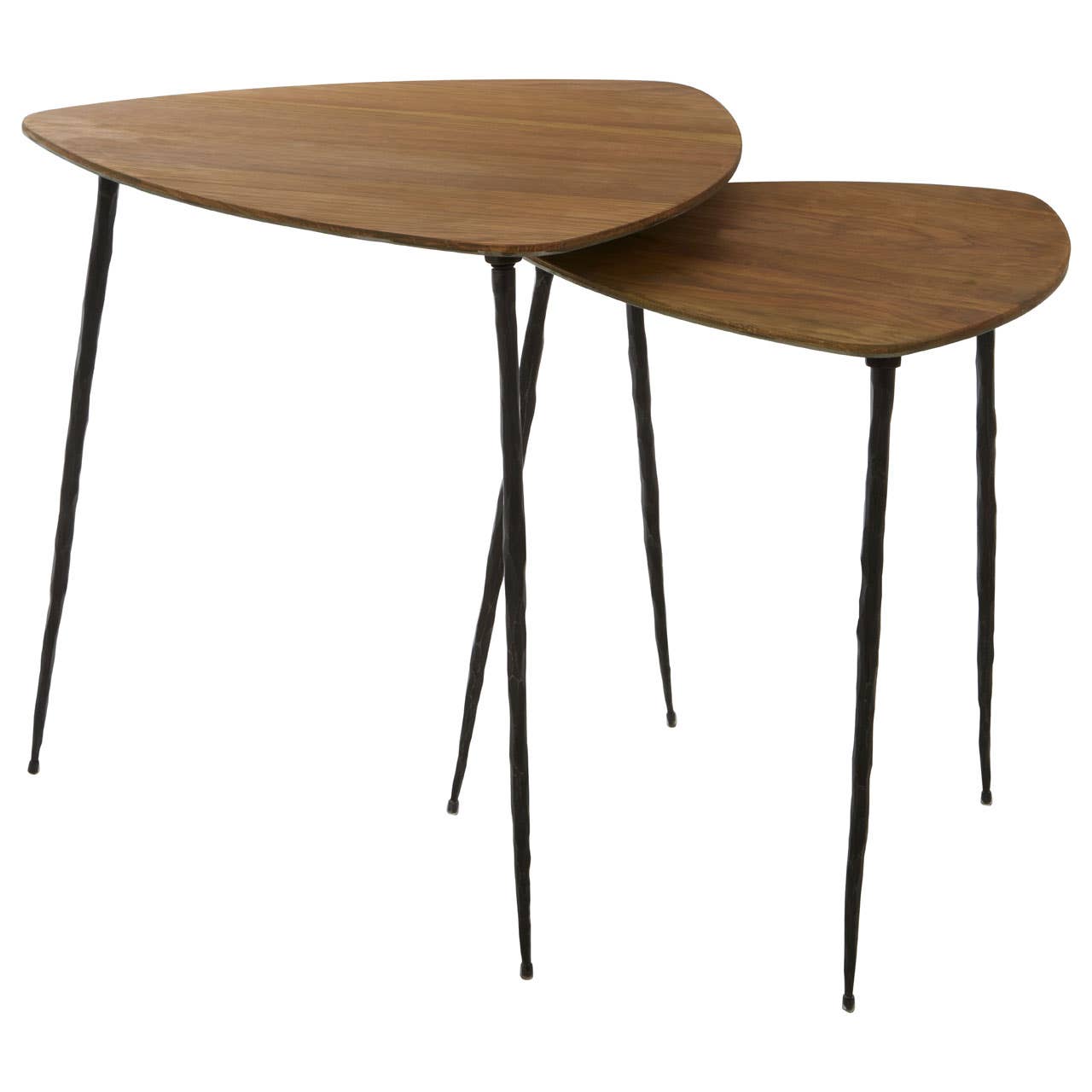 Triangular Oak Nesting Side Tables