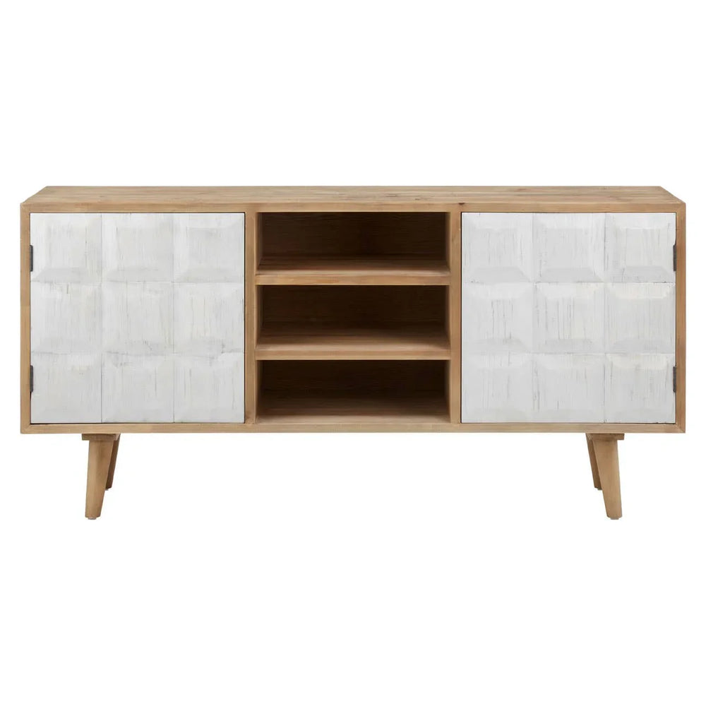 Papua White Door Sideboard with Bevelled Pattern