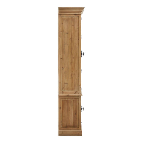 Tall cabinet made of pine wood featuring four doors, a natural wood finish, and a simple, elegant design. The cabinet has a rectangular shape with a smooth surface and subtle grain patterns, suitable for home storage and organization