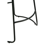 Black metal legs of a bar stool with a sleek, modern design, featuring a crossbar for added stability. The legs have a matte finish and a minimalist style, suitable for contemporary home decor
