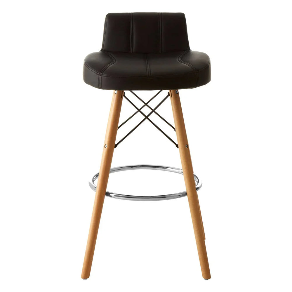 Luxe Black Leather Bar Stool