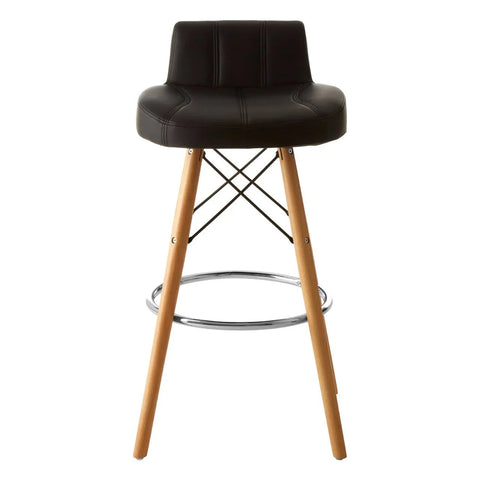 Luxe Black Leather Bar Stool