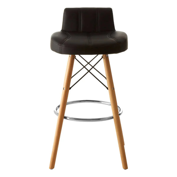 Luxe Black Leather Bar Stool