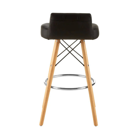 Luxe Black Leather Bar Stool