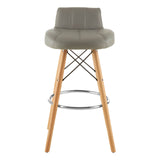 Modern Grey Leather Bar Stool