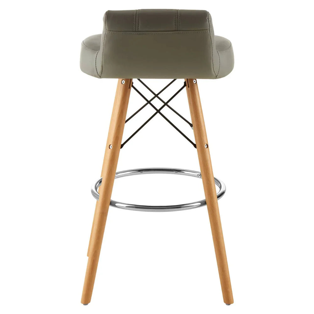 Modern Grey Leather Bar Stool