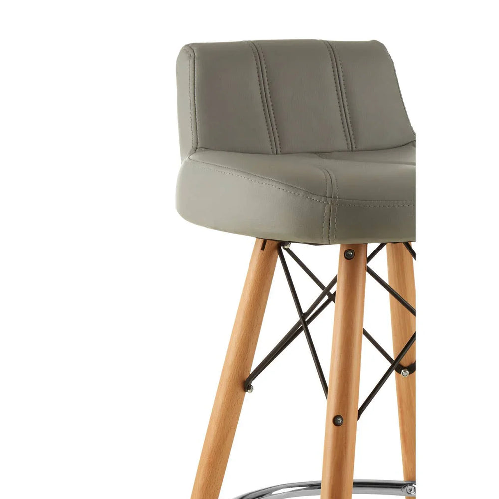 Modern Grey Leather Bar Stool