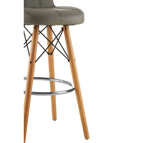Modern Grey Leather Bar Stool
