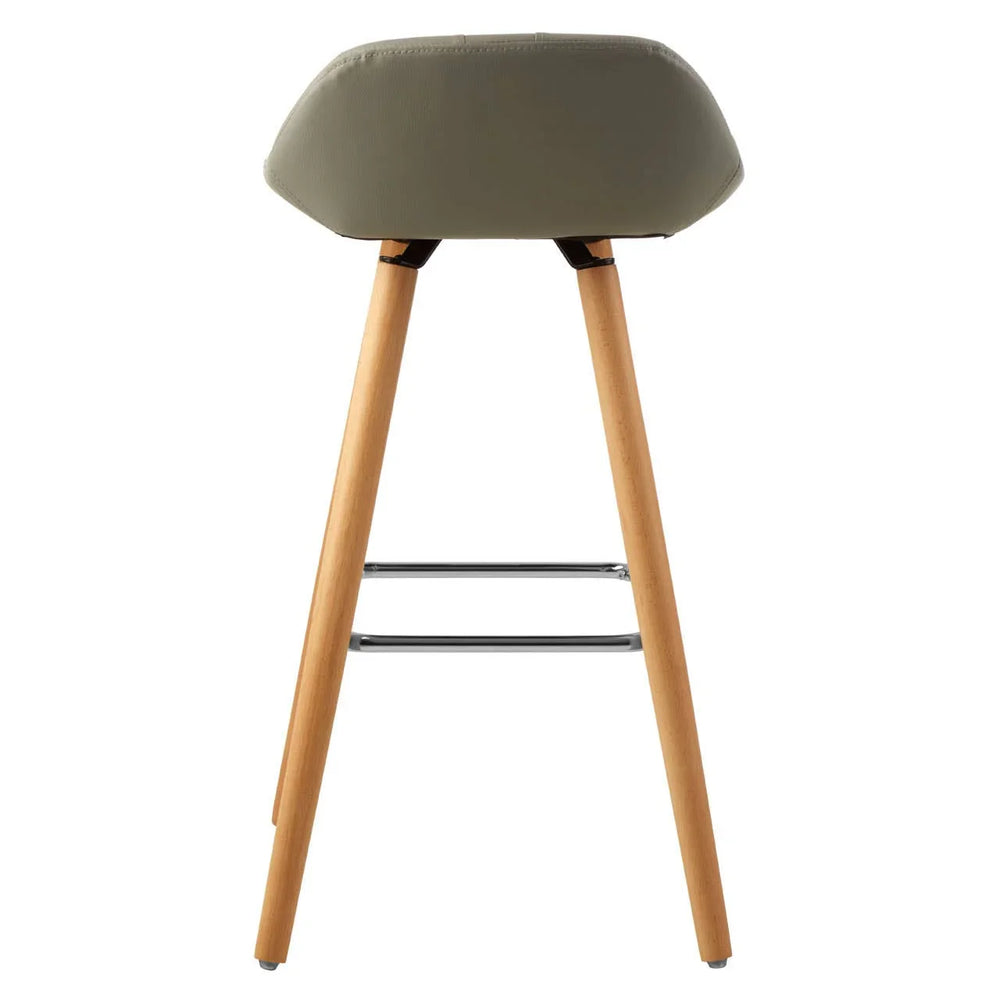 Luxe Grey Leather Bar Stool
