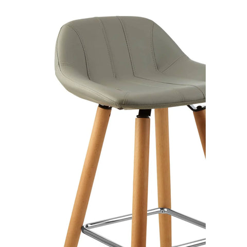Luxe Grey Leather Bar Stool