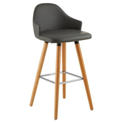 Modern Grey Leather Bar Stool