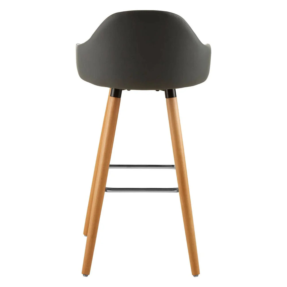 Modern Grey Leather Bar Stool