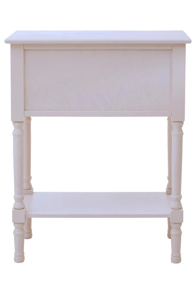 Pearl White Carved Wood Console