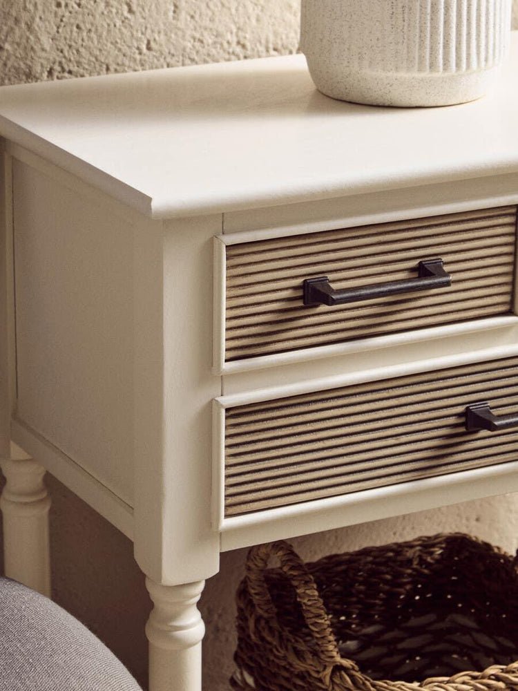 Pearl White Carved Wood Console