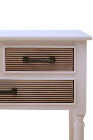 Pearl White Carved Wood Console