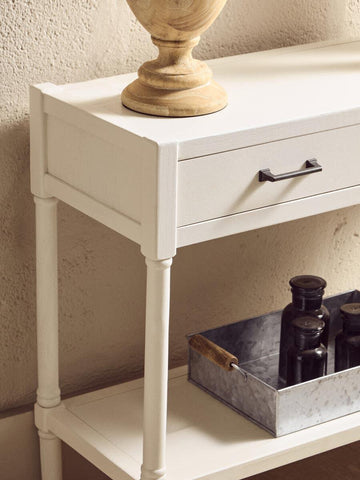 White Wood Carved Console