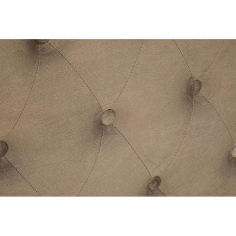 Close-up view of the tufted fabric upholstery on the Orlando Grey Ottoman Double Bed, featuring a soft grey color with decorative buttons creating a classic, elegant design